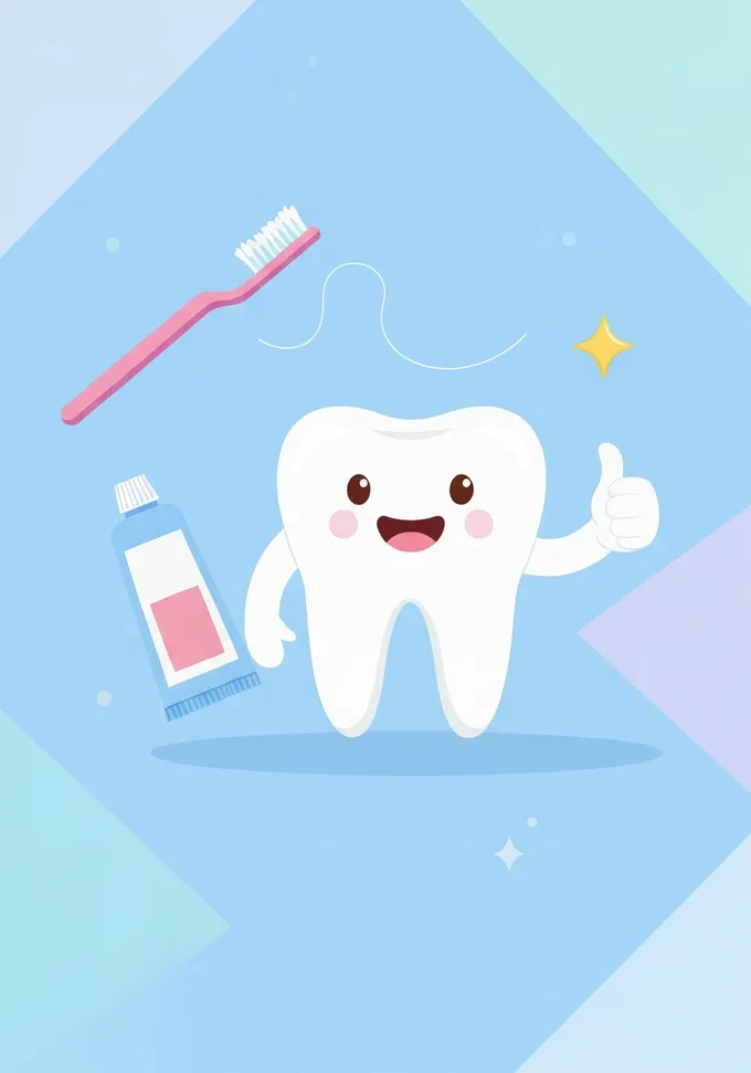 Cheerful illustration of dental care with a smiling tooth character