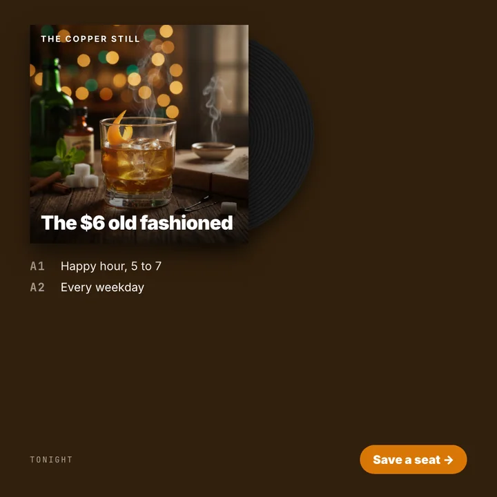 A post designed for The Copper Still