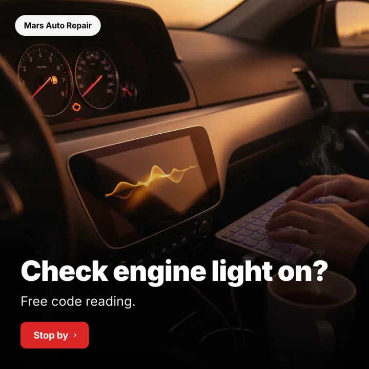 Check engine light on?: a post designed for Mars Auto Repair
