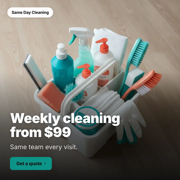 Weekly cleaning from $99: a post designed for Same Day Cleaning